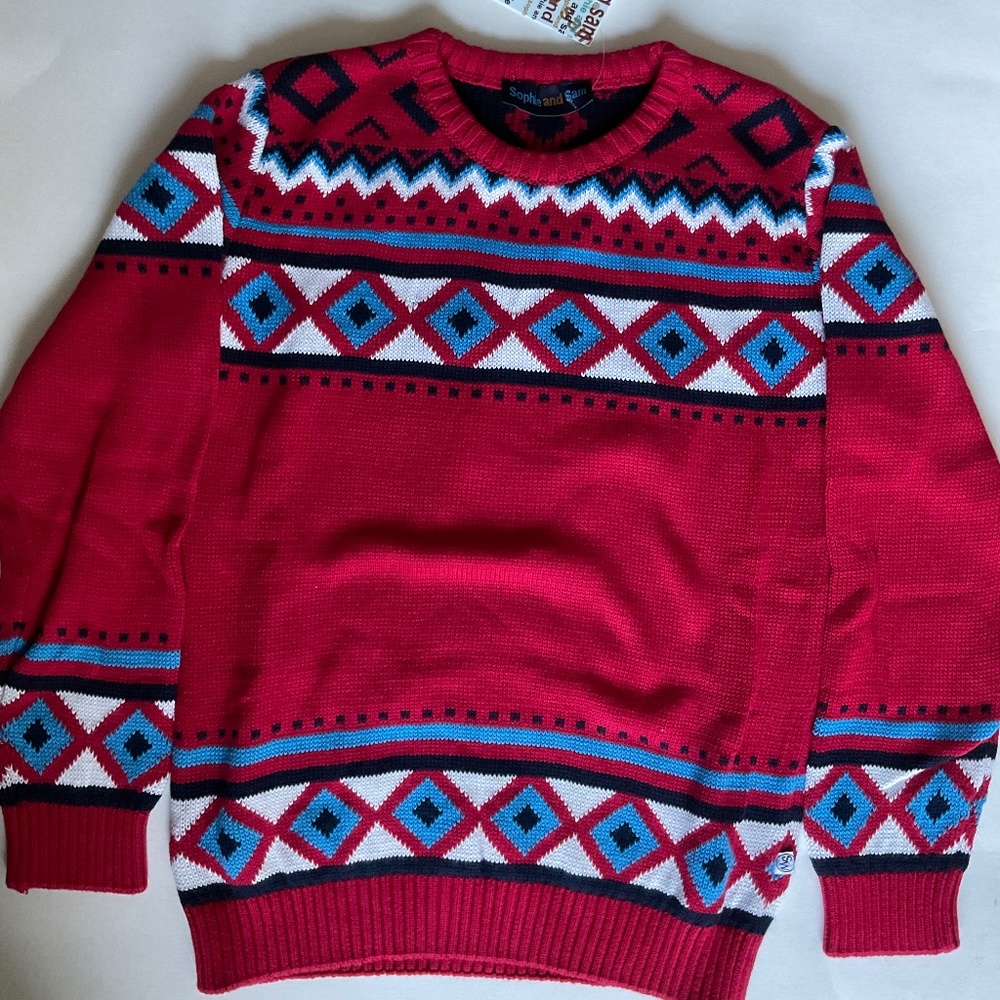 Sophie and Sam red fairisle sweater size 7/8 NWT